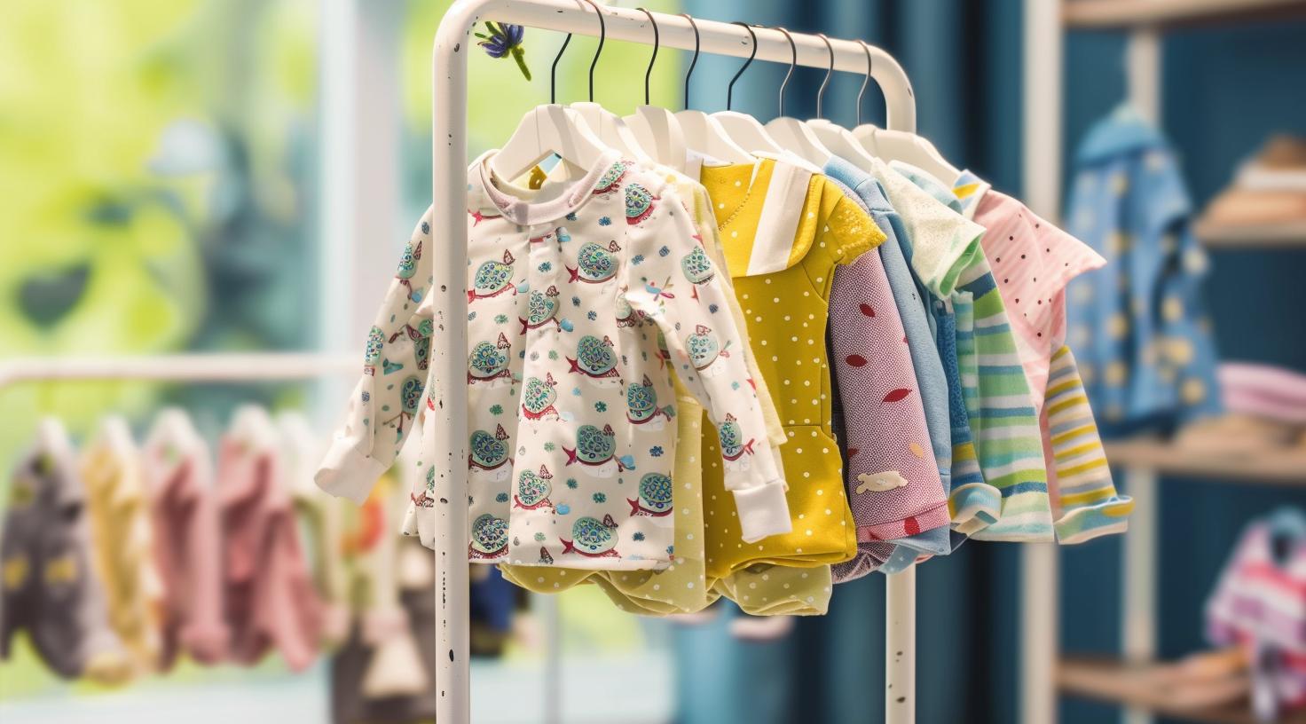 adorable newborn clothes on rack